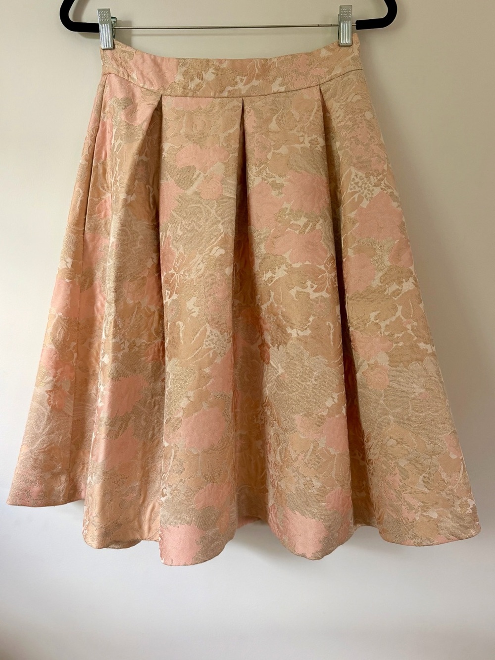Eliza J Blush and Gold Floral Jacquard Circle Skirt